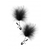 Зажимы на соски с черными пуховыми кисточками Sweet Caress Feather Nipple Clumps - Sweet Caress - купить с доставкой в Шахтах