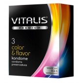 Цветные ароматизированные презервативы VITALIS PREMIUM color   flavor - 3 шт. - Vitalis - купить с доставкой в Шахтах