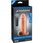 Телесная вибронасадка с кольцом  Vibrating Real Feel 1 Extension - 14 см. - Pipedream - в Шахтах купить с доставкой