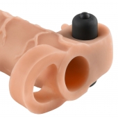 Телесная вибронасадка с кольцом Vibrating Real Feel 2 Extension - 16 см. - Pipedream - в Шахтах купить с доставкой