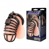 Черная металлическая клетка с замком Deluxe Chastity Cage - BlueLine - купить с доставкой в Шахтах