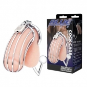 Серебристая металлическая клетка с анальным стимулятором Cock Cage - BlueLine - купить с доставкой в Шахтах