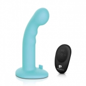 Голубая изогнутая насадка 6in Remote Control Ripple P-Spot G-Spot на черных трусиках - 16 см. - Pegasus - купить с доставкой в Шахтах