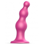 Розовая насадка Strap-On-Me Dildo Plug Beads size S - Strap-on-me - купить с доставкой в Шахтах