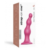 Розовая насадка Strap-On-Me Dildo Plug Beads size L - Strap-on-me - купить с доставкой в Шахтах