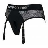 Черные трусики для насадок Diva Lingerie Harness - size S - Strap-on-me - купить с доставкой в Шахтах