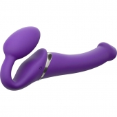 Фиолетовый безремневой вибрострапон Silicone Bendable Strap-On - size M - Strap-on-me - купить с доставкой в Шахтах