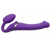 Фиолетовый безремневой вибрострапон Vibrating Bendable Strap-On - size L - Strap-on-me - купить с доставкой в Шахтах