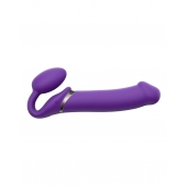 Фиолетовый безремневой вибрострапон Silicone Bendable Strap-On - size XL - Strap-on-me - купить с доставкой в Шахтах