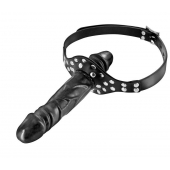 Черный кляп-фаллоимитатор Double Penis Gag - Fetish Tentation - купить с доставкой в Шахтах