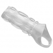 Насадка на пенис с кольцом для мошонки Clear Sensations Enhancer Sex Sleeve - 11,5 см. - XR Brands - в Шахтах купить с доставкой
