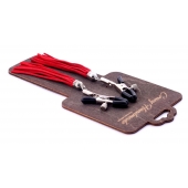 Металлические зажимы на соски с красными замшевыми кисточками - Crazy Handmade - купить с доставкой в Шахтах