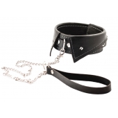 Черный ошейник-воротничок с металлическим поводком - Crazy Handmade - купить с доставкой в Шахтах