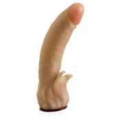 Телесная гелевая насадка-фаллос с клиторальными лепестками - 18,5 см. - LOVETOY (А-Полимер) - купить с доставкой в Шахтах