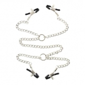 Серебристые зажимы для сосков и половых губ на тонкой цепочке - Notabu - купить с доставкой в Шахтах