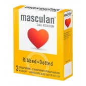 Презервативы с колечками и пупырышками Masculan Ribbed+Dotted - 3 шт. - Masculan - купить с доставкой в Шахтах