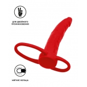 Красная насадка на пенис для двойного проникновения Black Red - 16,5 см. - ToyFa - купить с доставкой в Шахтах