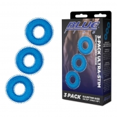 Комплект из трех голубых колец для эрекции 3-Pack Ultra-Stim Stretch Cock Rings - BlueLine - в Шахтах купить с доставкой