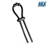 Черное эрекционное кольцо со стимулирующими бусинами - Sex Expert - в Шахтах купить с доставкой