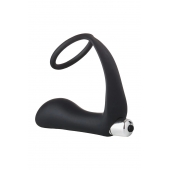 Черное эрекционное кольцо с вибропробкой Vibrating Anal Plug With Cockring - Dream Toys - в Шахтах купить с доставкой