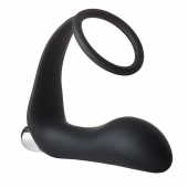 Черное эрекционное кольцо с вибропробкой Vibrating Anal Plug With Cockring - Dream Toys - в Шахтах купить с доставкой
