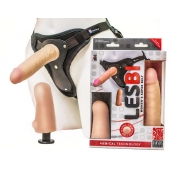 Телесный страпон Harness LESBI с вагинальной пробкой - 16,5 см. - LOVETOY (А-Полимер) - купить с доставкой в Шахтах