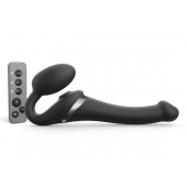 Черный безремневой страпон Multi Orgasm Size S с клиторальной стимуляцией - Strap-on-me - купить с доставкой в Шахтах