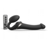 Черный безремневой страпон Multi Orgasm Size M с клиторальной стимуляцией - Strap-on-me - купить с доставкой в Шахтах