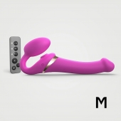 Ярко-розовый безремневой страпон Multi Orgasm Size M с клиторальной стимуляцией - Strap-on-me - купить с доставкой в Шахтах