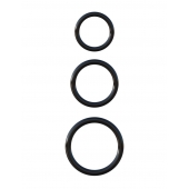 Набор из трех черных эрекционных колец Silicone 3-Ring Stamina Set - Pipedream - в Шахтах купить с доставкой