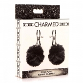 Зажимы для сосков с черным помпонами Pom Pom Nipple Clamps - XR Brands - купить с доставкой в Шахтах