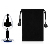 Анальное украшение BUTT PLUG  Small с синим кристаллом - 7 см. - Anal Jewelry Plug - купить с доставкой в Шахтах