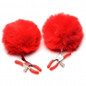 Красные зажимы на соски с помпонами Pom Pom - XR Brands - купить с доставкой в Шахтах