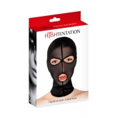 Черная сетчатая маска на голову с отверстиями для глаз и рта - Fetish Tentation - купить с доставкой в Шахтах