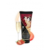 Массажный крем для тела с ароматом клубники и шампанского Sparkling Strawberry Wine - 200 мл. - Shunga - купить с доставкой в Шахтах