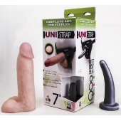 Страпон-унисекс с двумя насадками UNI strap 7  Harness - 19 и 16 см. - LOVETOY (А-Полимер) - купить с доставкой в Шахтах