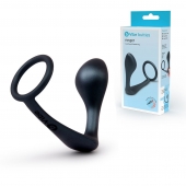 Черное эрекционное кольцо со стимулятором простаты Ringer Cock Ring   Plug - b-Vibe - в Шахтах купить с доставкой
