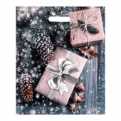Новогодний пакет с принтом в виде подарков и вырубной ручкой (45х38 см) - Сима-Ленд - купить с доставкой в Шахтах