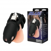 Черная клетка для пениса Silicone Small 2 in Cock Cage With Ball Divider - BlueLine - купить с доставкой в Шахтах