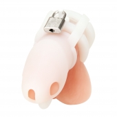 Белая клетка для пениса Silicone Small 2 in Cock Cage With Ball Divider - BlueLine - купить с доставкой в Шахтах