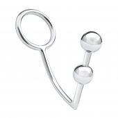 Кольцо на пенис с анальным стимулятором Two Bead Stainless Steel Anal Hook   Cock Ring - BlueLine - в Шахтах купить с доставкой