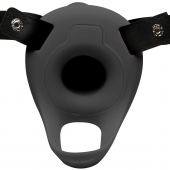 Черный полый страпон с вибрацией 2’’ Erection 28X Smooth Vibrating Silicone Penis Sheath - XR Brands - купить с доставкой в Шахтах