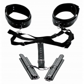 Черная бондажная система Acquire Easy Access Thigh Harness with Wrist Cuffs - XR Brands - купить с доставкой в Шахтах