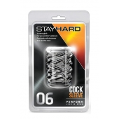 Прозрачная насадка с объёмными чёрточками STAY HARD COCK SLEEVE 06 CLEAR - Blush Novelties - в Шахтах купить с доставкой