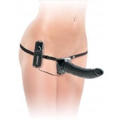 Черный страпон с вагинальной пробкой Deluxe Vibrating Penetrix Strap-On - 19 см. - Pipedream - купить с доставкой в Шахтах