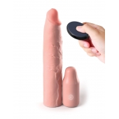 Телесная вибронасадка на член 3  Vibrating Mega X-tension with Remote - 22,9 см. - Pipedream - в Шахтах купить с доставкой