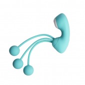 Бирюзовый вакуумный стимулятор клитора с вагинальными виброшариками - Youvic