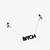 Зажимы на соски с кожаной подвеской Bitch - Crazy Handmade - купить с доставкой в Шахтах