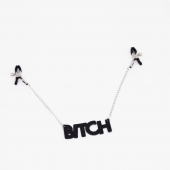 Зажимы на соски с кожаной подвеской Bitch - Crazy Handmade - купить с доставкой в Шахтах