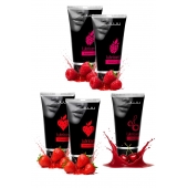 Набор из 5 съедобных лубрикантов JUJU (клубника х 2, малина х 2, вишня) - JuJu - купить с доставкой в Шахтах